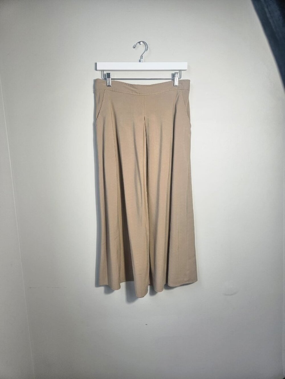 MAX STUDIO  Beige Pull-On Midi Skirt - Large